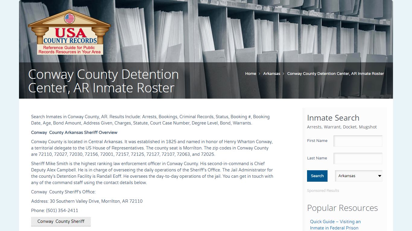 Conway County Detention Center, AR Inmate Roster | Name Search
